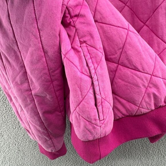 Woven Hot Pink Quilted Bomber Jacket, Size Large - Picture 10 of 11
